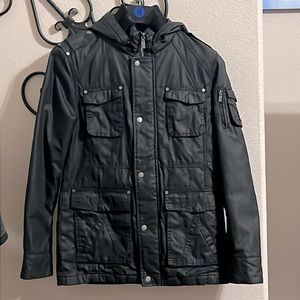 GUESS Water repellent detachable hood dark gray jacket Size S